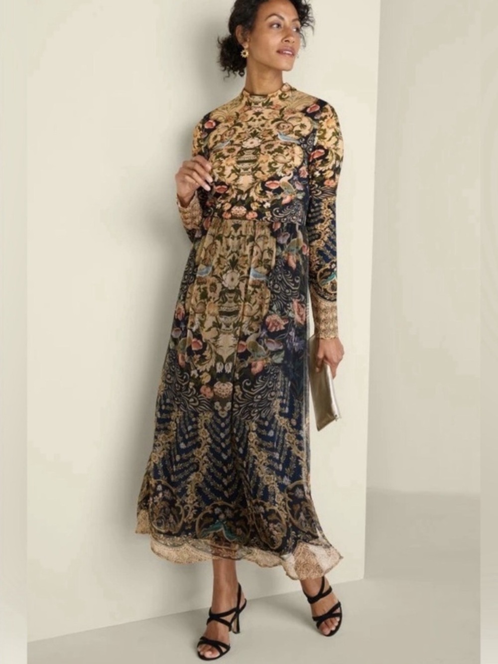 Soft Surroundings Kalista Maxi Dress XL Icon Scarf Dark Academia Flowy Boho Luxe
